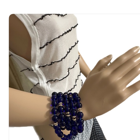 Vintage Murano glass necklace with handmade blue and golden - Picture 7 of 10